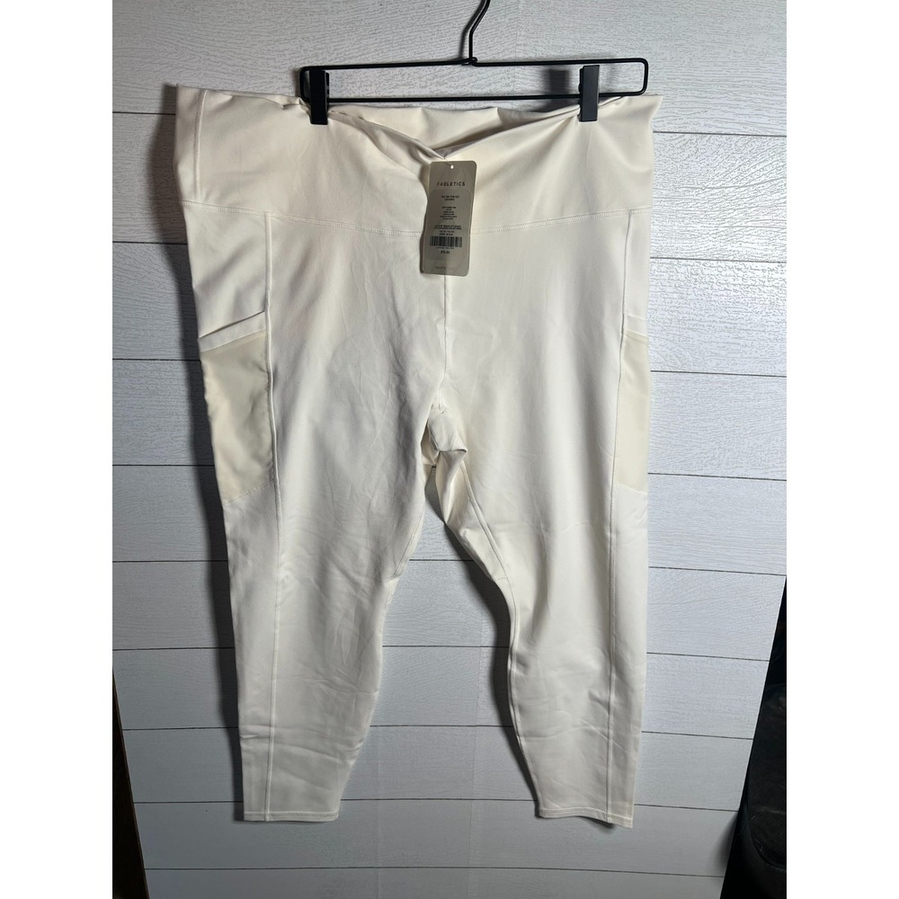 Fabletics NEW Women 4X PowerHold On-The-Go Legging White Off White Pockets 40x26